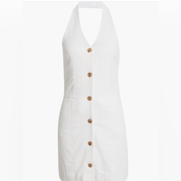 Stylish White Button-Front Mini Dress by Open Edit - Picture 6 of 8